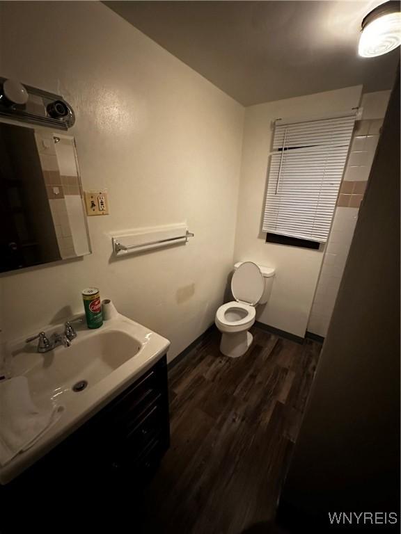 396 Guilford St, Buffalo, NY 14211 - bathroom featuring wood finished floors, vanity, and toilet