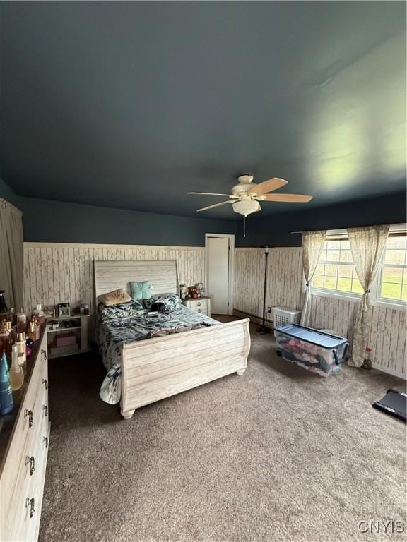 bedroom with carpet and ceiling fan