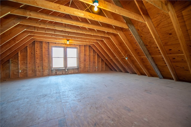 view of unfinished attic