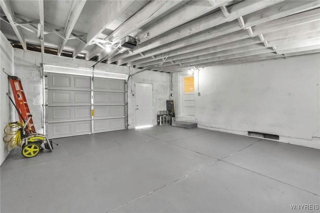 garage with a garage door opener
