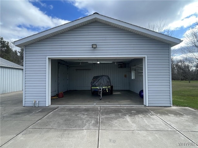 view of detached garage