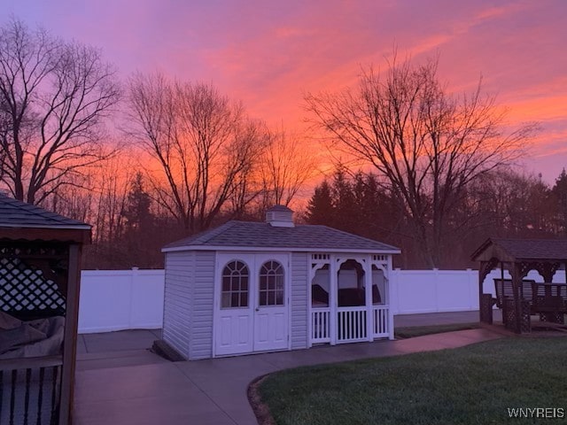 2842 Braley Rd, Wilson, NY 14131 - outdoor structure at dusk with a gazebo