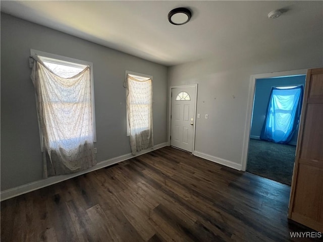 180 Spalding St, Lockport-City, NY 14094 - entryway featuring baseboards, a healthy amount of sunlight, and dark wood-style floors