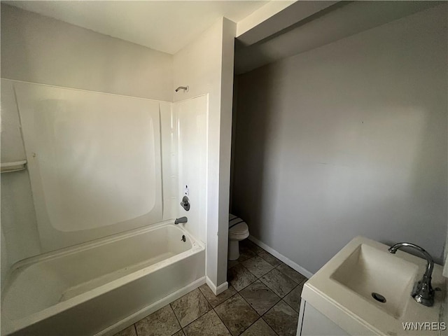 180 Spalding St, Lockport-City, NY 14094 - full bathroom with tile patterned flooring, toilet, a sink, tub / shower combination, and baseboards