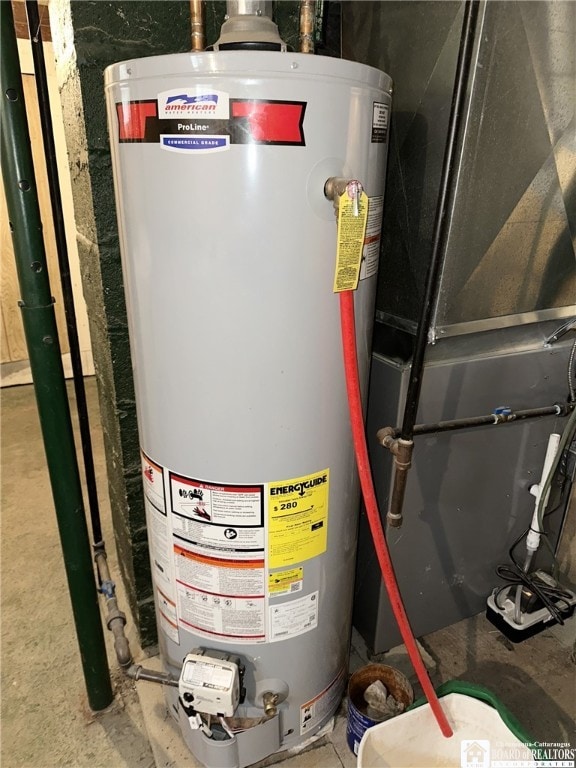 utilities with water heater and heating unit