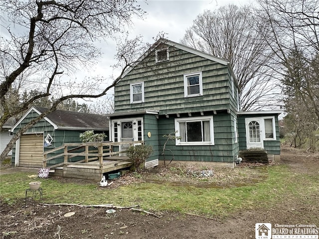 view of front of property with a deck