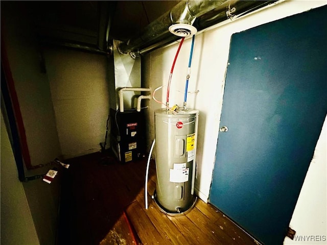 utility room with water heater