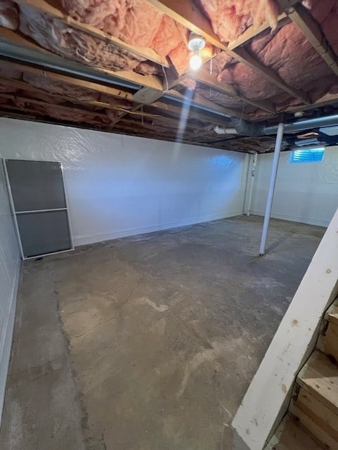 view of unfinished below grade area