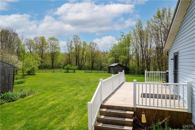 330 Hacadam Rd, Frankfort, NY 13456 - view of yard with a storage unit, an outdoor structure, and a deck