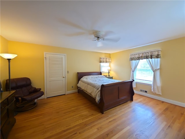 658 Cornell Rd, Elmira-City, NY 14905 - bedroom with baseboards, a ceiling fan, light wood-style floors, and visible vents