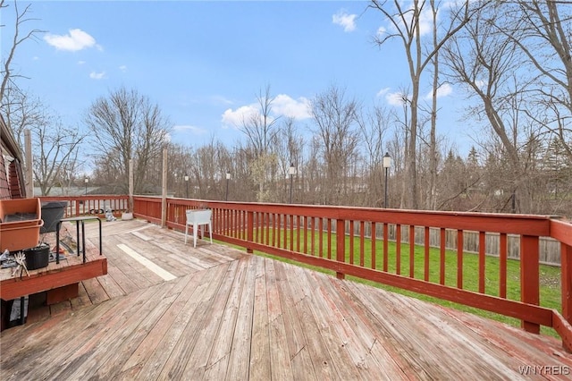 6317 Tonawanda Creek Rd, Lockport-Town, NY 14094 - wooden terrace featuring a lawn