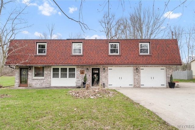 6317 Tonawanda Creek Rd, Lockport-Town, NY 14094 - front facade featuring a front lawn, brick siding, a shingled roof, and mansard roof