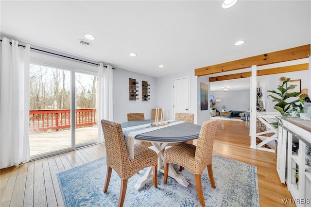 6317 Tonawanda Creek Rd, Lockport-Town, NY 14094 - dining space with recessed lighting, light wood-style floors, and visible vents