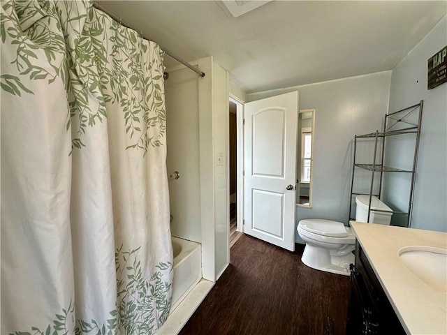 65 Union St, Starkey, NY 14837 - full bath with shower / bath combination with curtain, toilet, vanity, and wood finished floors