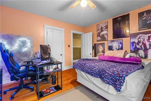 601 W Thomas St, Rome-Inside, NY 13440 - bedroom with ceiling fan, baseboards, wood finished floors, and a closet