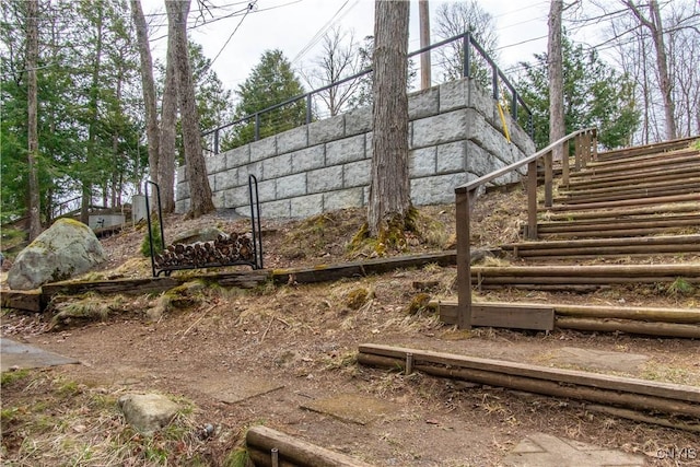view of yard with stairs
