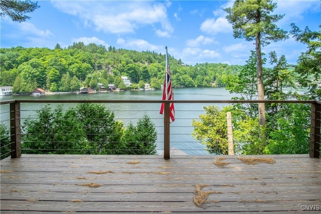 14204 S Bonaparte Rd, Diana, NY 13648 - deck featuring a water view and a wooded view