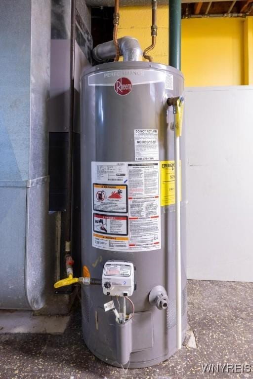 utility room featuring gas water heater