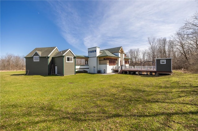 4872 Bedford Dr, Canandaigua-Town, NY 14424 - back of house featuring a lawn and a wooden deck