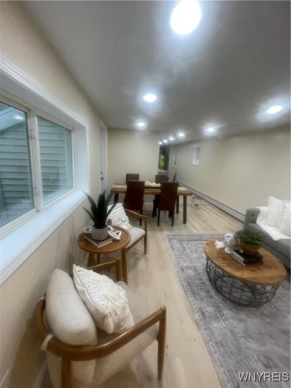 living area with light wood-style flooring