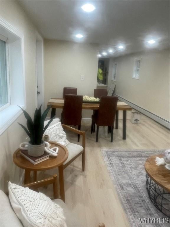 interior space featuring recessed lighting and light wood finished floors