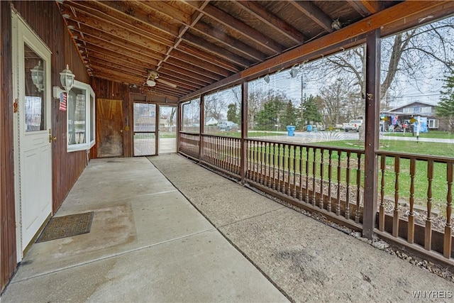 view of unfurnished sunroom