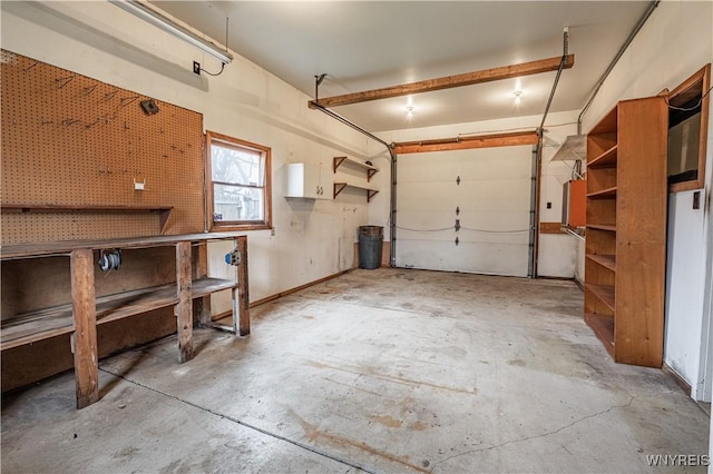 garage featuring a workshop area