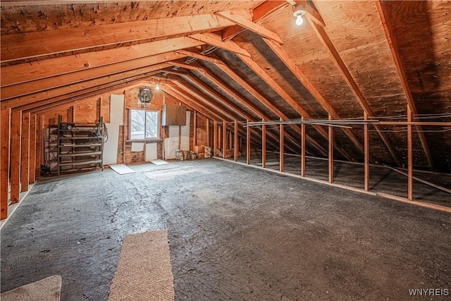 view of unfinished attic
