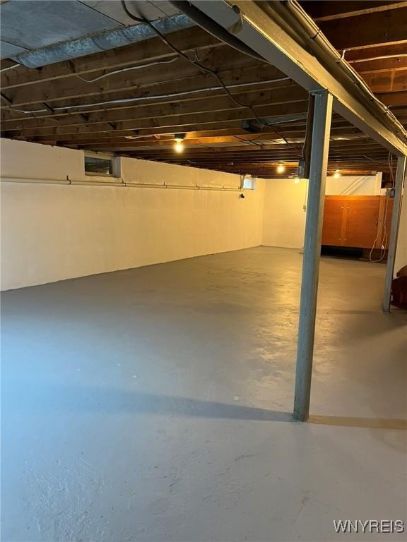 view of unfinished basement