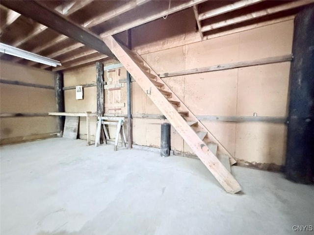 basement featuring stairway