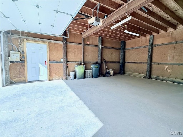 garage with a garage door opener