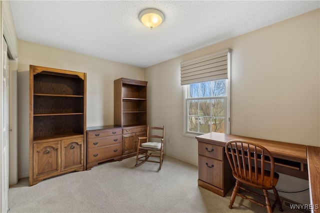 office area with light colored carpet