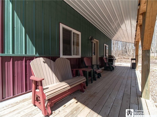 wooden terrace with covered porch