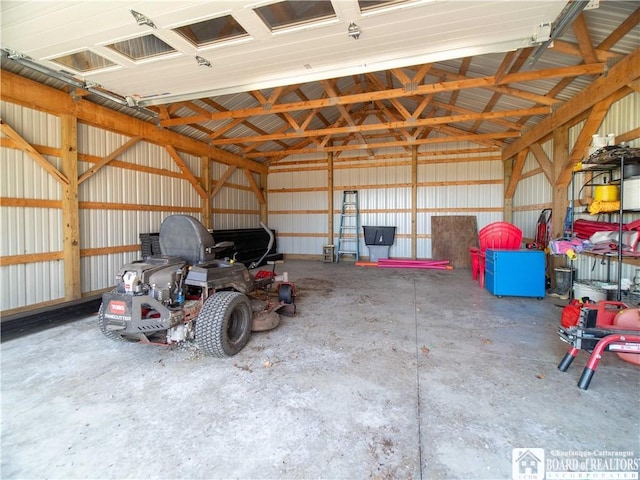 garage featuring metal wall