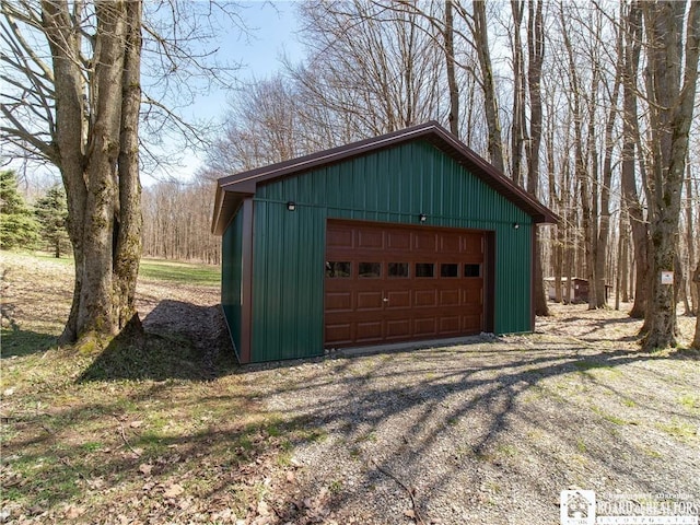 view of detached garage