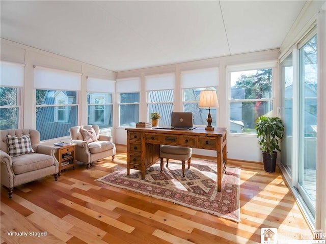 office area featuring hardwood / wood-style flooring