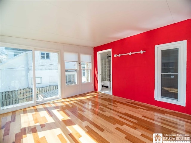 spare room with wood finished floors