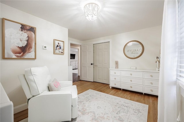 living area with wood finished floors