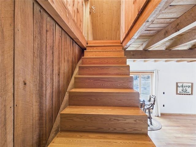 651 Dennis Hill Rd, Harrison, PA 16948 - stairs featuring wood finished floors and baseboards