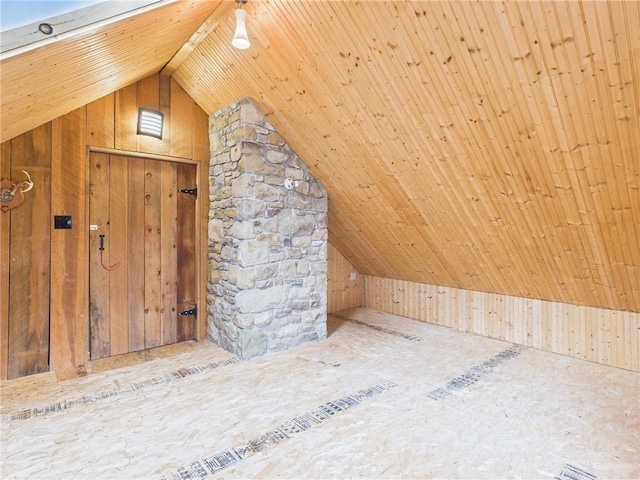 651 Dennis Hill Rd, Harrison, PA 16948 - bonus room with lofted ceiling, wood walls, and wood ceiling