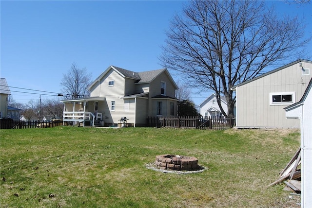230 Birch St, Kane-Borough, PA 16735 - rear view of property with an outdoor fire pit