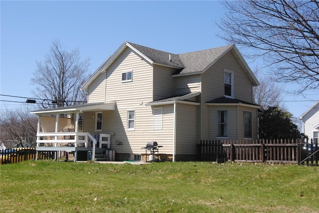 230 Birch St, Kane-Borough, PA 16735 - back of house featuring a shingled roof and a wooden deck