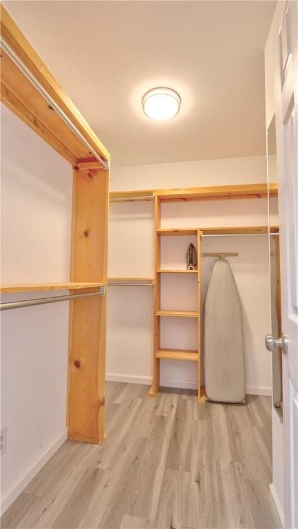 spacious closet featuring light wood-type flooring