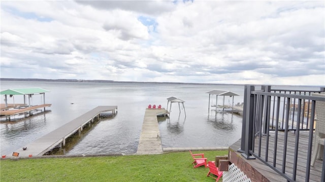 view of dock featuring a water view