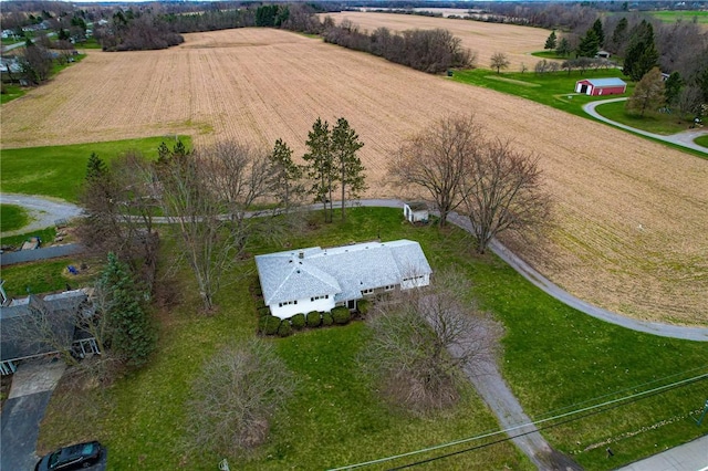 aerial view featuring a rural view