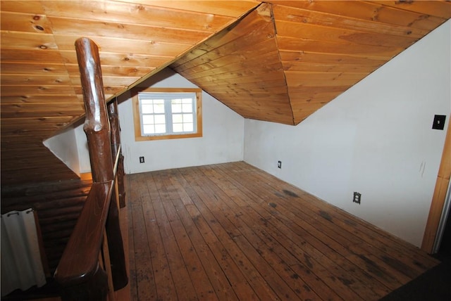 9221 Health St, North Dansville, NY 14437 - additional living space with wood-type flooring, wood ceiling, and lofted ceiling