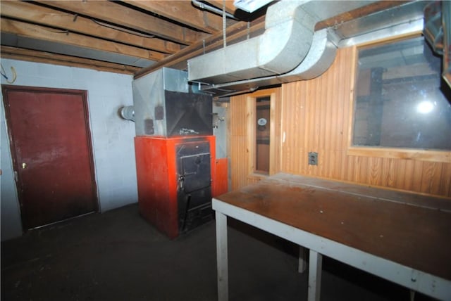 9221 Health St, North Dansville, NY 14437 - unfinished basement featuring wooden walls