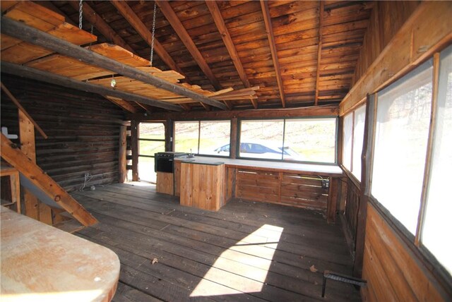 9221 Health St, North Dansville, NY 14437 - unfurnished sunroom with beam ceiling