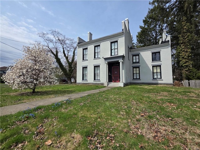 408 W Water St, Elmira-City, NY 14905 - colonial-style house featuring a chimney and a front lawn