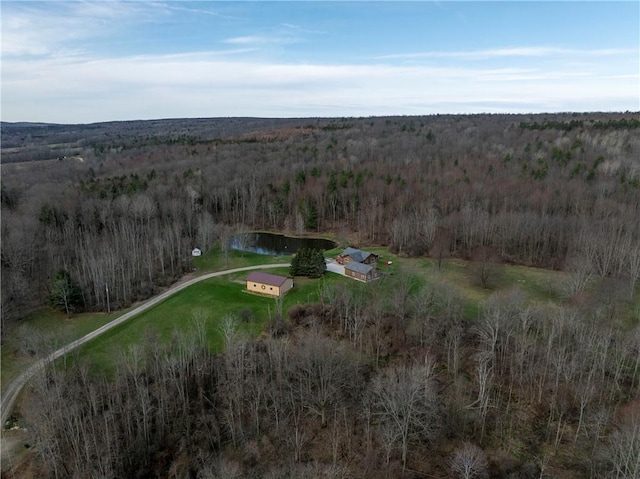 bird's eye view with a rural view and a view of trees